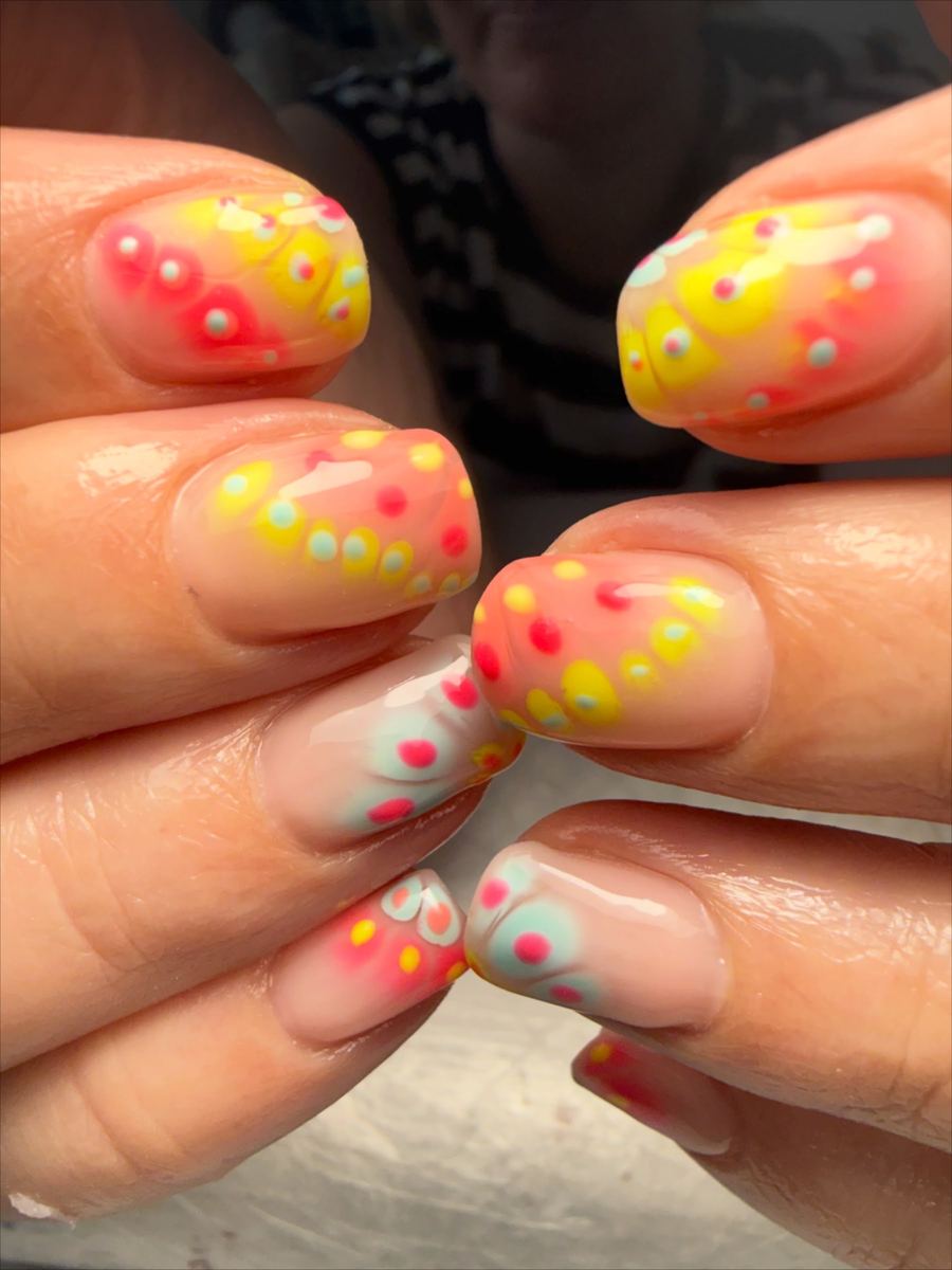 Bright nail art at SNOB, Harrogate